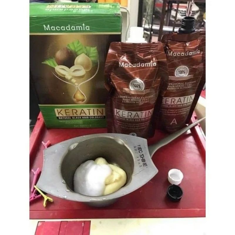 NHUỘM ĐEN TÓC KERATIN , DÒNG NHUỘM ĐEN THẾ HỆ MỚI KERATIN DUNG TÍCH 500ml×2 BỊCH CAM KẾT CHUẨN HÃNG 