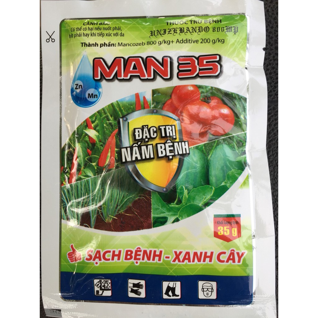 Chế phẩm xử lý bệnh Mancozeb Man xanh Man35 phòng ngừa Đốm vàng lá, thán thư, sương mai, mốc sương