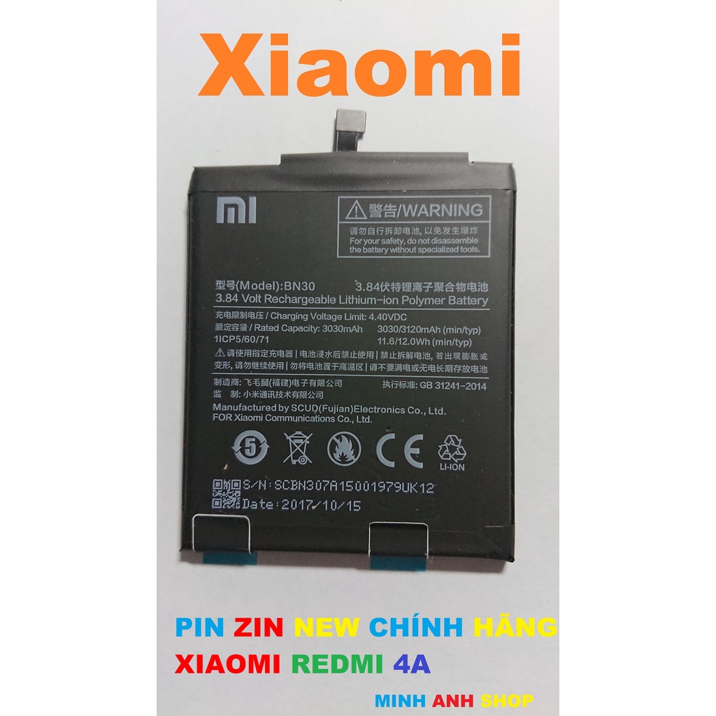 PIN ZIN NEW CHÍNH HÃNG CHO XIAOMI REDMI 4A-BN30