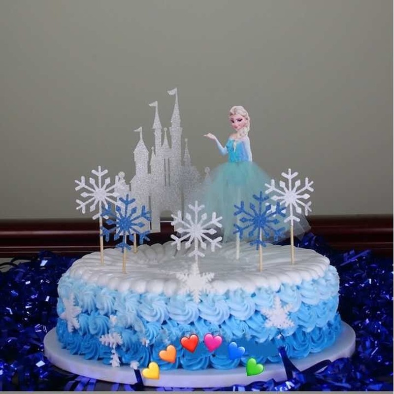 DISNEY Bộ 10 Que Cắm Trang Trí Bánh Kem Hình Công Chúa Elsa