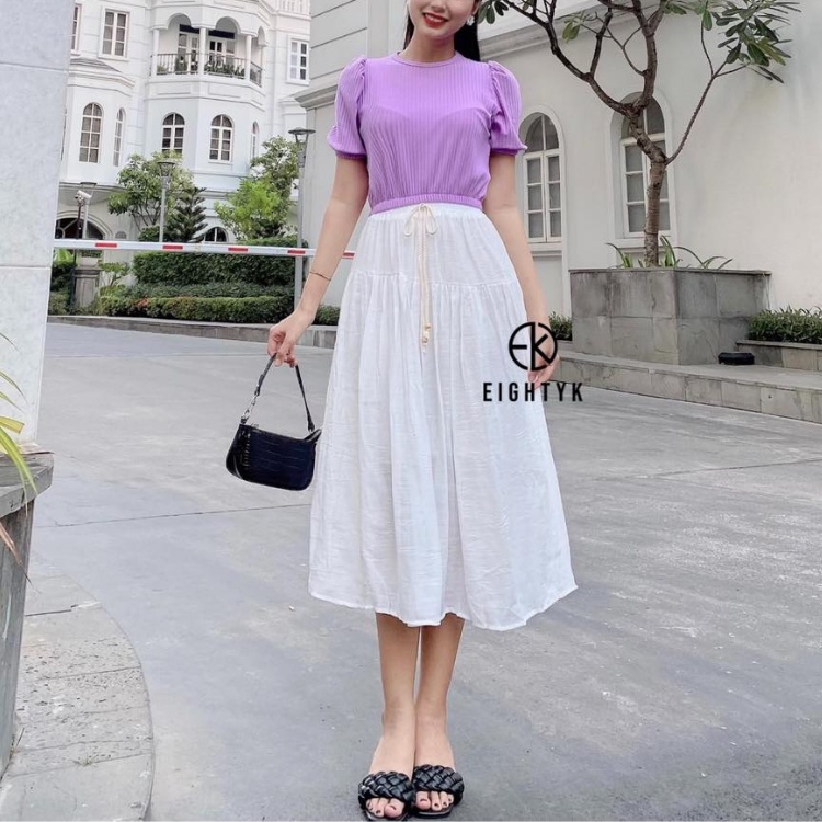 Chân Váy Maxi Phối Dây Lưng