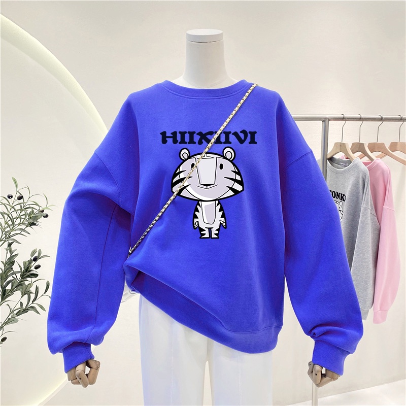 NRVP Áo Thun Nữ Dài Tay Dáng Rộng In Hình Phong Cách Hàn Quốc Mới