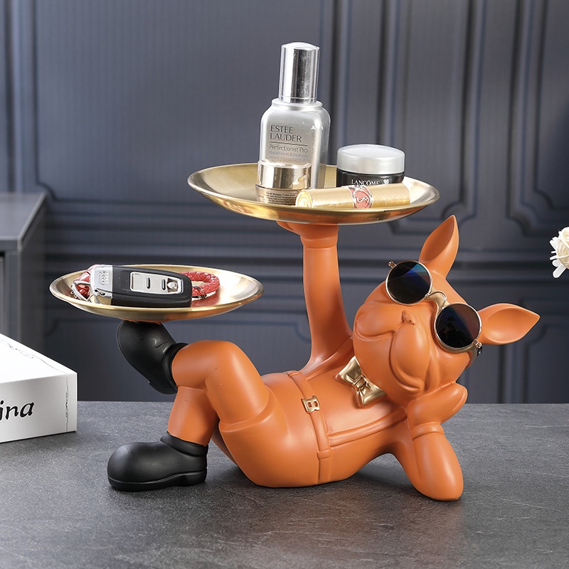 MÃ 511 Tượng Chó nằm bê 2 khay đựng đồ trang trí nhà cửa cực ngầu