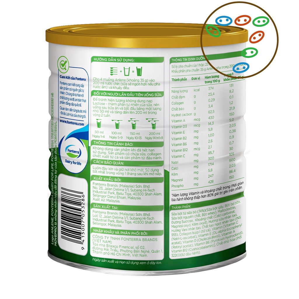 [Date 2024] Sữa bột Anlene Gold Move Pro 3X Hương Vanilla hộp thiếc 800g