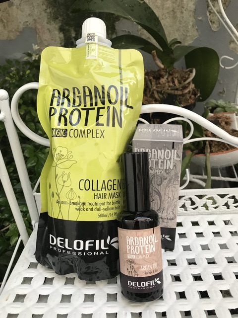 Hấp dầu Collagen Delofil Arganoil Protein siêu mượt 500ml