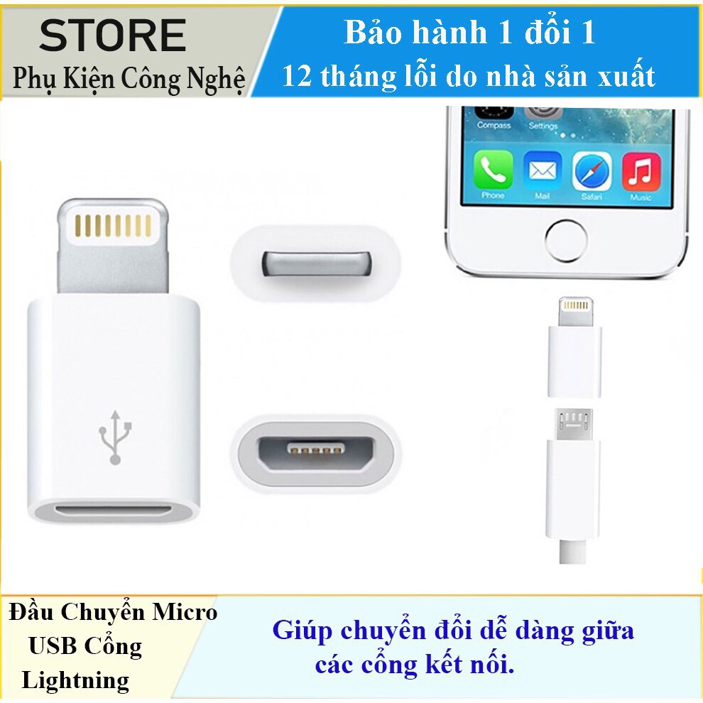 (Xả hàng) Đầu Chuyển Micro USB Sang Lightning -chân Iphone