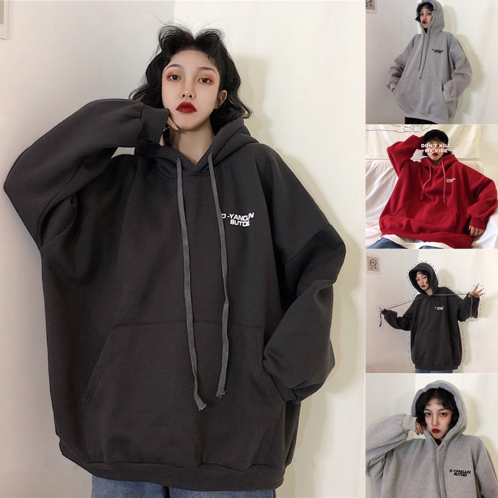 Hoodie D-Yang, Áo Hoodie nam nữ trơn nỉ chần bông,mũ 2 lớp dày dặn