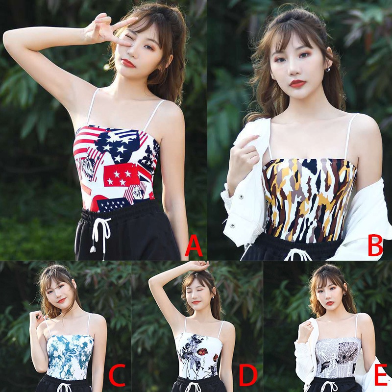 Áo Croptop Không Tay In Họa Tiết Xinh Xắn Dành Cho Nữ
