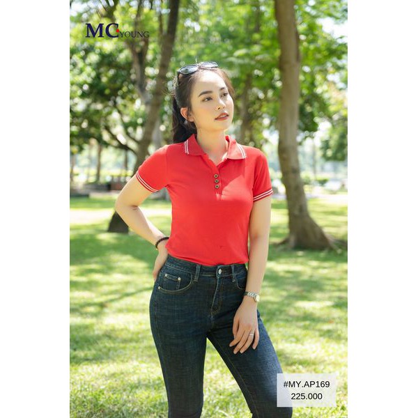 Áo Thun Nữ MC Fashion Cổ Bẻ Thoáng Mát Chất Cotton Thái Co Giãn 4 Chiều Chuẩn Form AP169