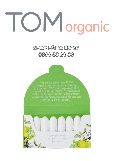 Băng vệ sinh dạng Tampon TOM Organic Regular Tampons (2x8 pack)