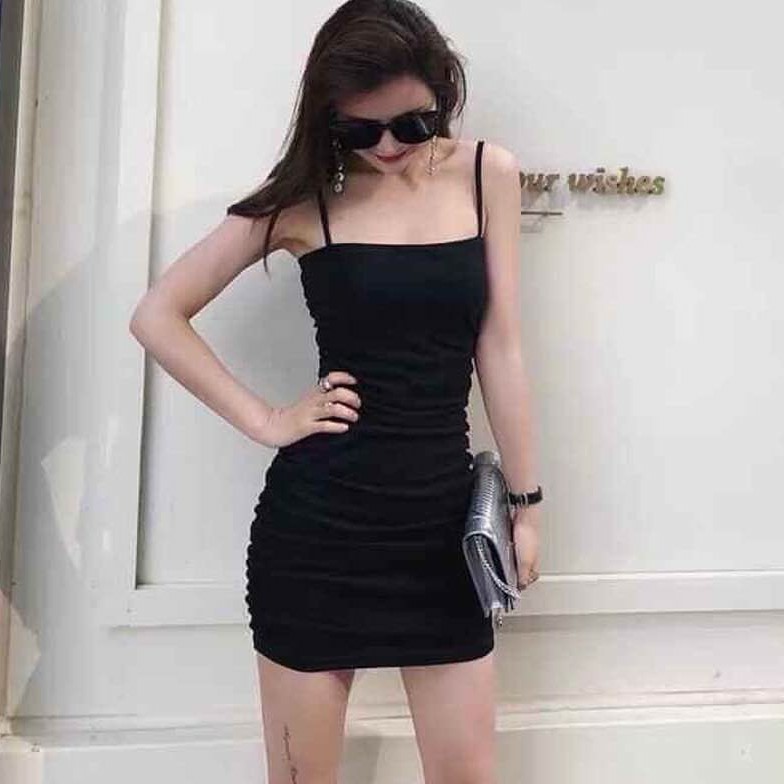 Váy body, đầm body 2 dây dúm eo ♥️ Đầm 2 dây sexy phong cách Hàn Quốc - NhimShop HD04 | BigBuy360 - bigbuy360.vn