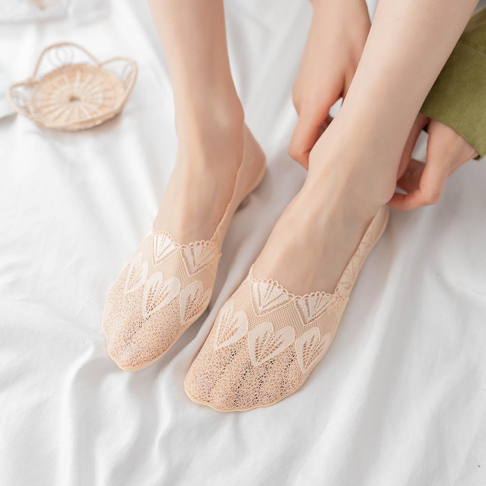 Vớ Cotton Cổ Thấp Tàng Hình Chống Trượt Phối Ren Dễ Thương Cho Nữ VANES1