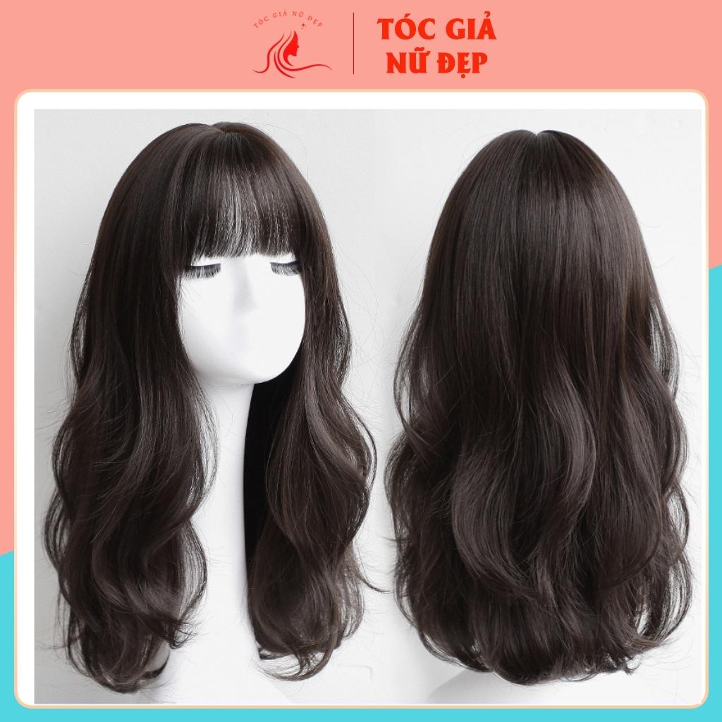 Tóc giả nữ nguyên đầu xoăn dợn tự nhiên lửng, 48cm , tặng kèm lướ trùm, mã C4283
