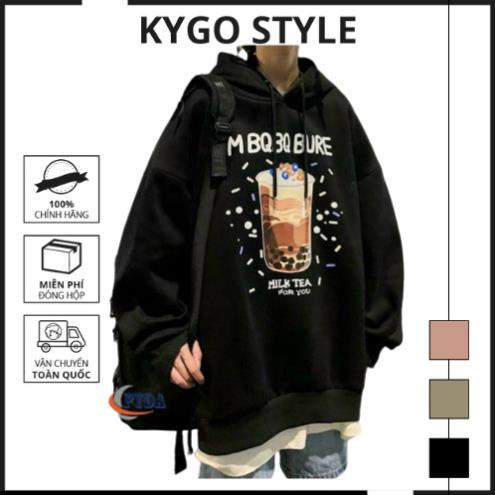 Áo hoodie unisex in hình ly trà sữa chất vải nỉ dày mịn nón 2 lớp. áo nỉ hoodie tay dài dáng rộng nam nữ K031