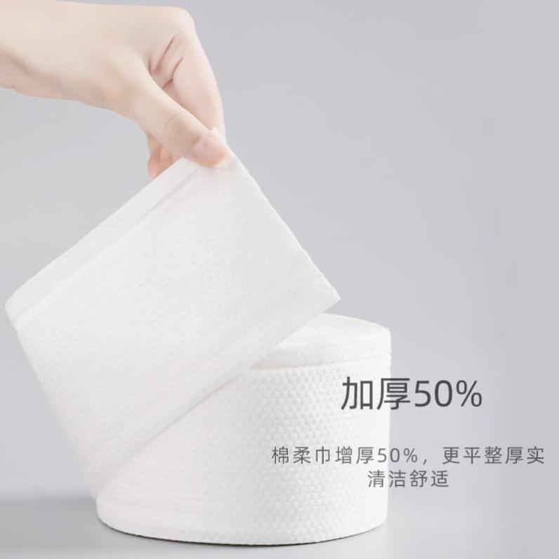 Khăn mặt khô cuộn tẩy trang giấy lau mặt cotton dùng 1 lần lau khô lau ướt