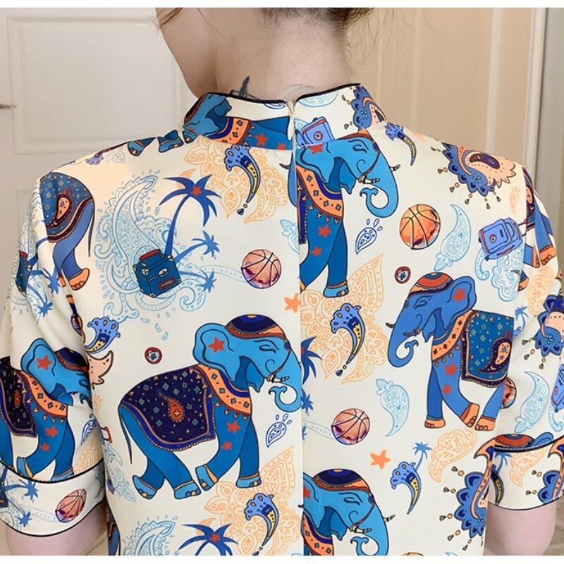 CNY Plus Size M-4XL 3XL 2021 Summer Loose Fashion Modern Cheongsam Dress for Women Short Sleeve Qipao Traditional Chinese Clothes | BigBuy360 - bigbuy360.vn