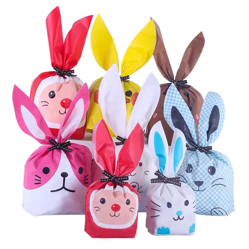 Túi bánh kẹo tai thỏ 13,5 x 22cm - set 10 cái