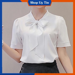 - Áo kiểu nữ công sở thời trang khanhngan tay ngắn chất liệu mềm mịn