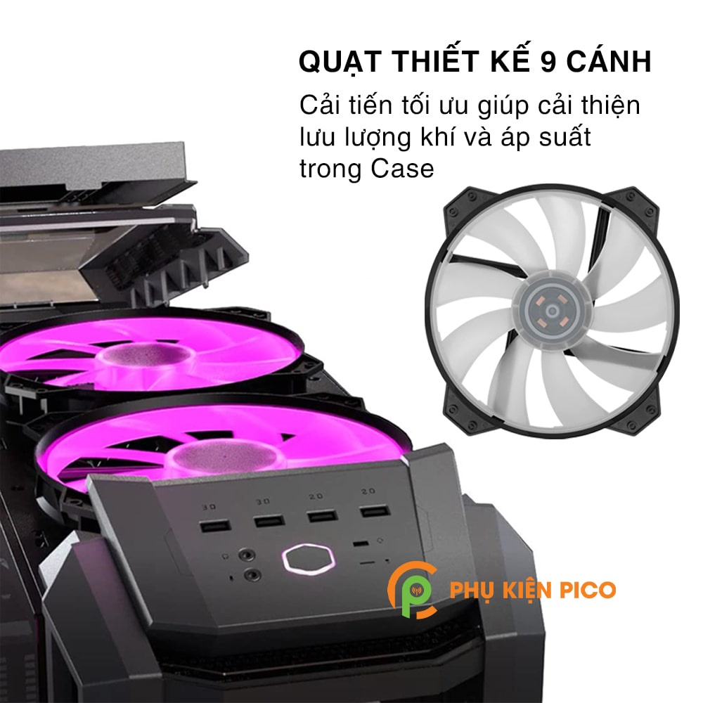 Quạt tản nhiệt case máy tính Cooler Master MF200R RGB 20CM - Coolermaster MasterFan MF200R - Fan case 20cm