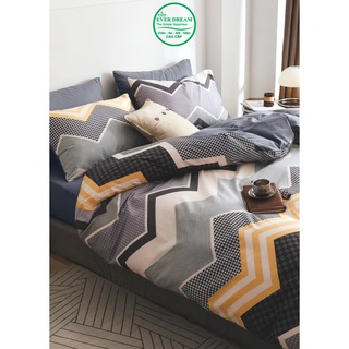 Sét Ga Gối kèm Vỏ Chăn EverDream 08 Hàng nhập khẩu, 100%Cotton Living, vintage sóng ghi, Đủ Mọi Kích Thước