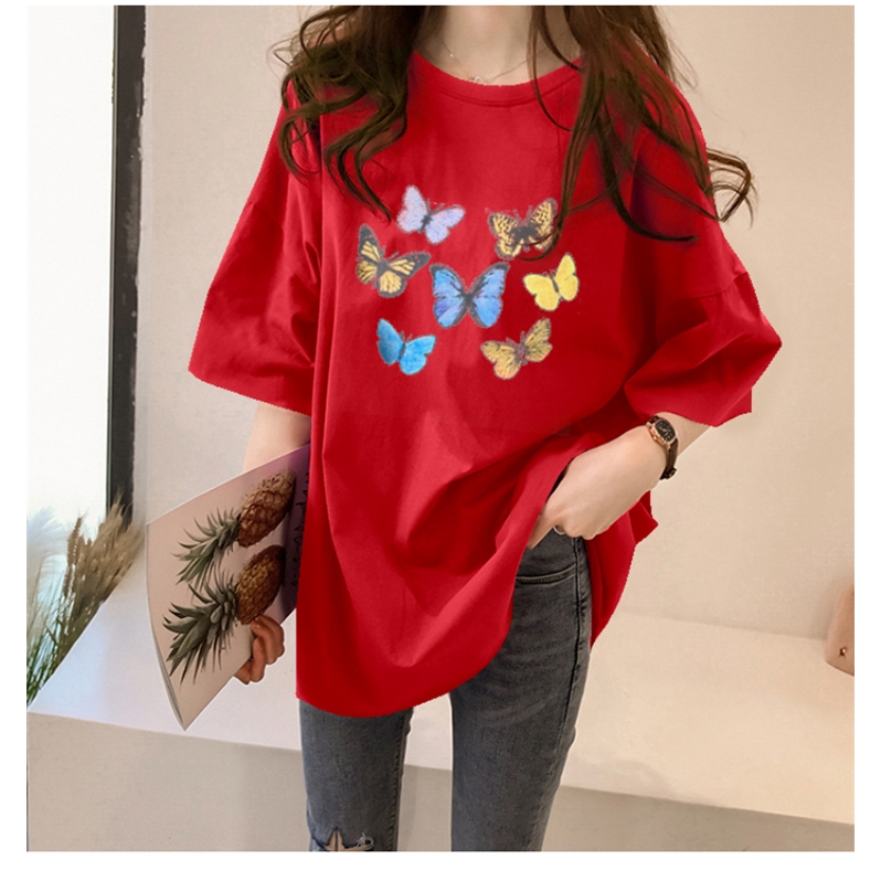 NRVP Áo thun 100% cotton ngắn tay cổ tròn form rộng in họa tiết vui nhộn thời trang mùa hè cho nữ