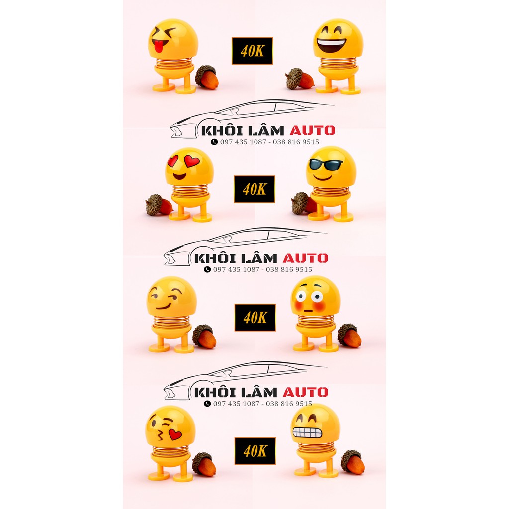 SET 8 thú nhún Emoji con lắc lò xo trang trí