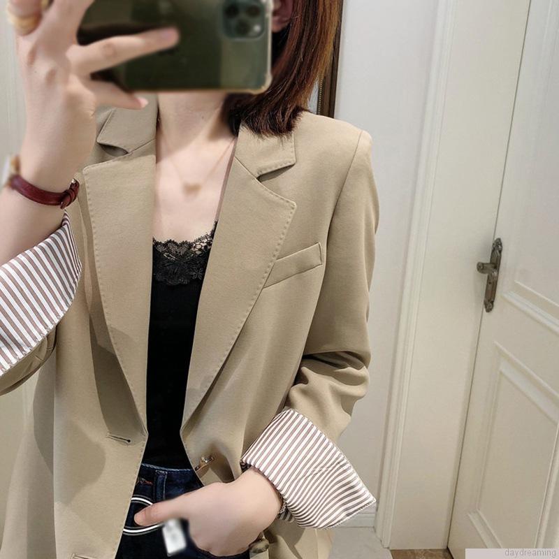 Áo khoác Blazer tay dài hoạ tiết kẻ sọc cho phái nữ