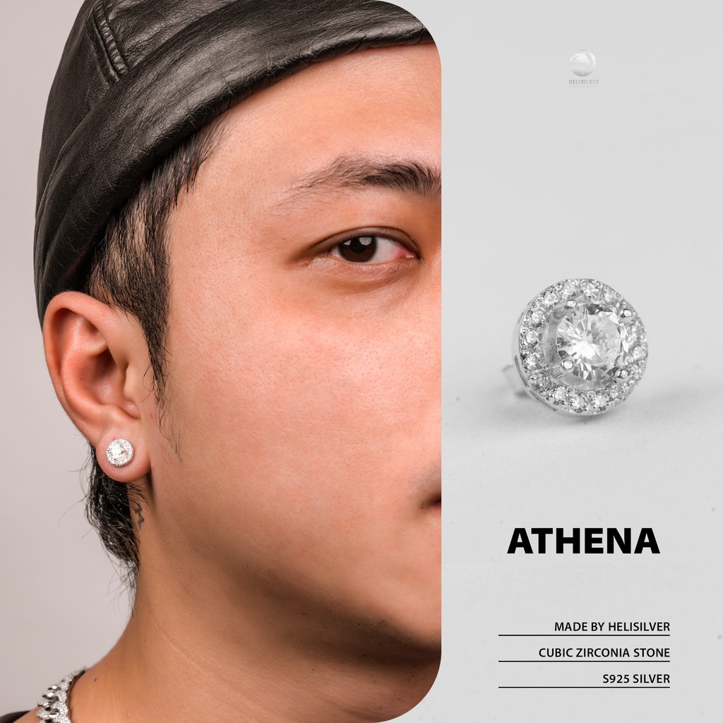 Khuyên Tai Bạc Nam, Nữ Helisilver Athena S925 KTB198