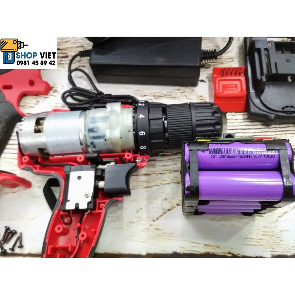 SV Bộ máy khoan 18V Liion Cordless 2 chức năng cao cấp