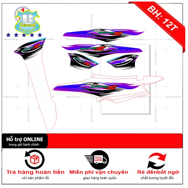 ( Quí khách vui lòng mang ra tiệm cho thợ dán ) Tem waveS 2016 trắng