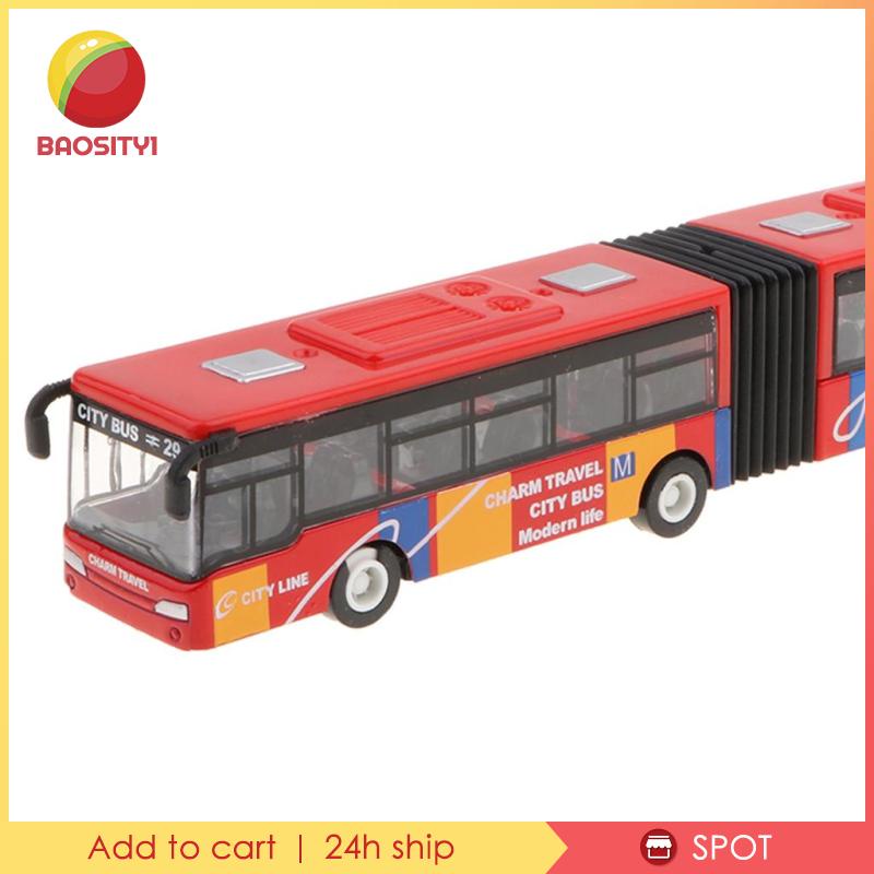 1:64 Alloy Two Compartments City Bus Pull Back Car Metal Collection Model Red