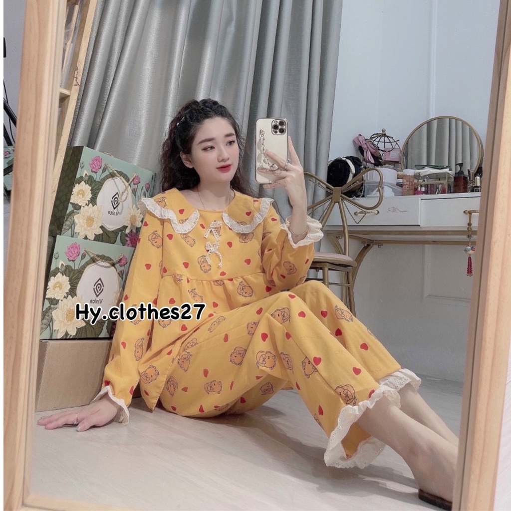 BỘ ĐỒ NGỦ DÀI TAY TIỂU THƯ xốp Hàn mềm đẹp / pijama mặc nhà | BigBuy360 - bigbuy360.vn