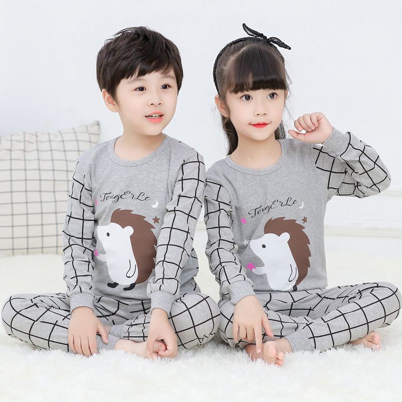 Bộ Đồ Ngủ Tay Dài Bằng Vải Cotton In Hoạt Hình Dành Cho Bé Trai Gái 2-15 Tuổi