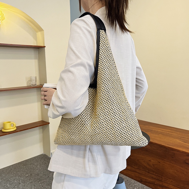 Túi xách JASMIN NOIR đan cói kiểu dáng mặt trăng thiết kế đơn giản thời trang dành cho nữ