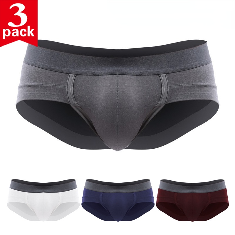 Bộ 3 Quần Lót Mềm Mại Thấm Hút Mồ Hôi Thoáng Khí Màu Trơn Trẻ Trung Cho Nam 176