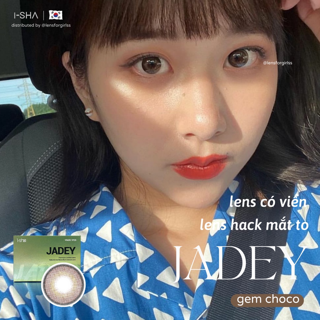Lens hack mắt to có viền giãn tròng | Kính áp tròng Jadey Gem Choco chính hãng ISHA Made in Korea | Hsd 8-12 tháng