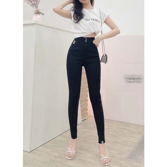 🌺 Quần legging kaki thun Lvi dài lưng cao 2 nút hàng QC!