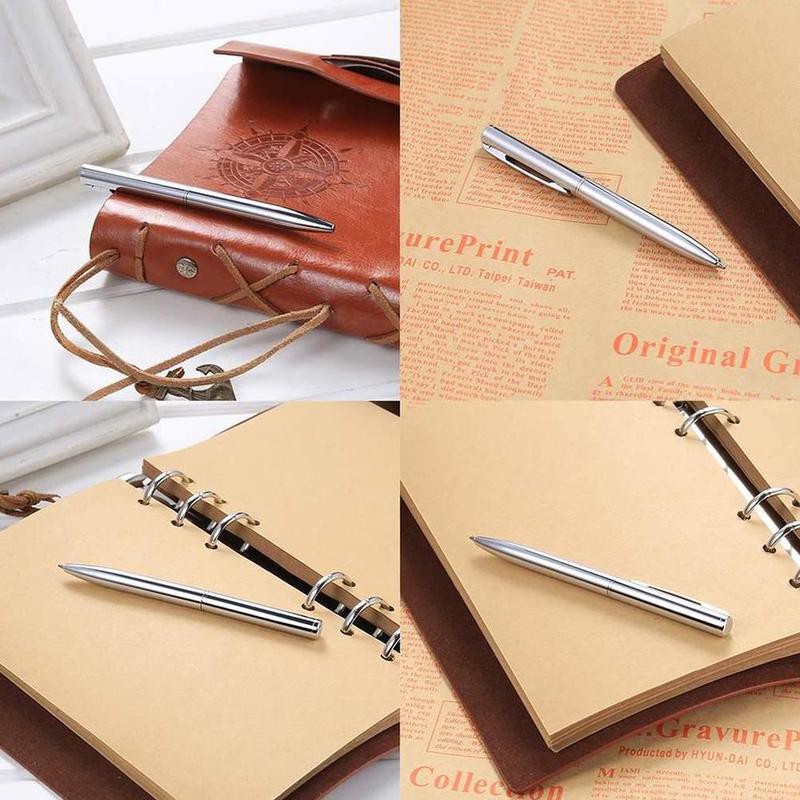 Bút bi vỏ bạc cỡ nhỏ ngắn bằng kim loại 10cm cho học sinh/ đến trường Q1P9