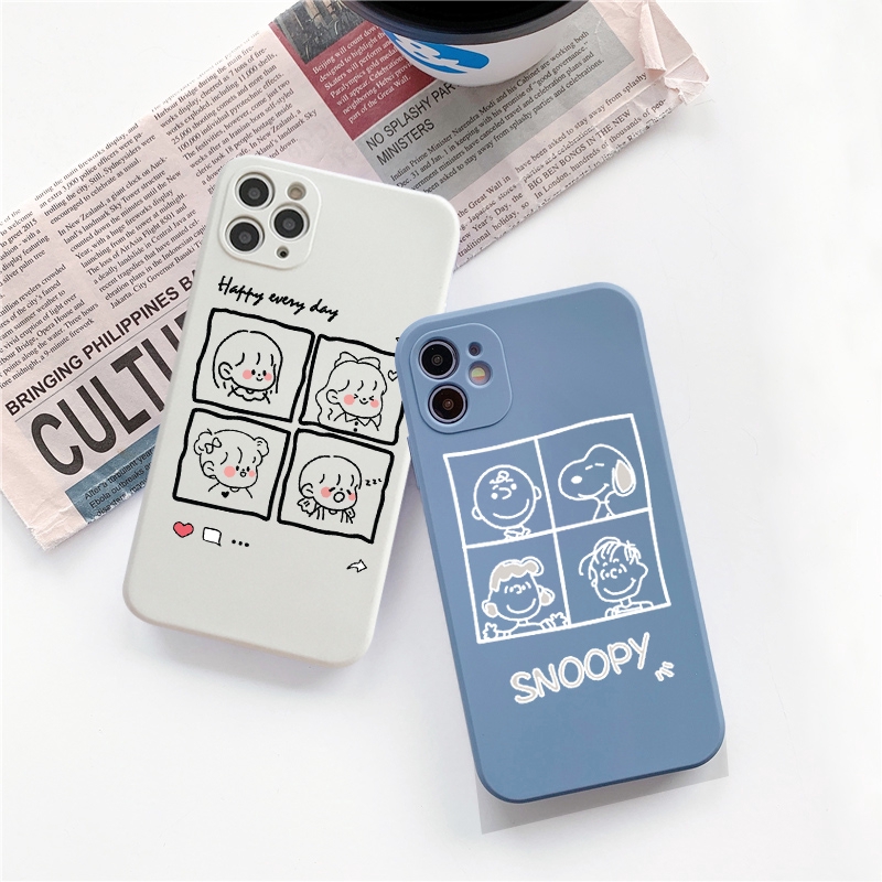 Ốp lưng iphone vuông happy snoopy 5s/6/6plus/6s/6splus/7/7plus/8/8plus/x/xr/xs/11/12/pro/max/plus/promax - Awifi D3-9