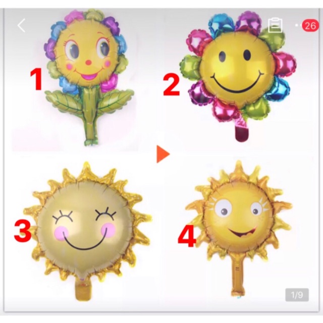 Bóng nhôm mini hình hoa và mặt trời