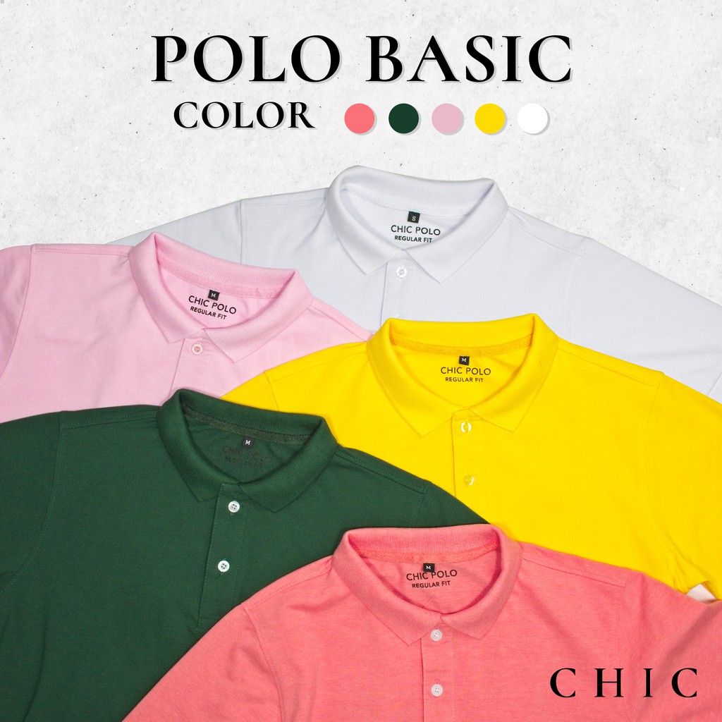 Áo thun nam ngắn tay cổ trụ basic CHIC, Áo polo vải cá sấu cotton phong cách hiện đại 5 màu
