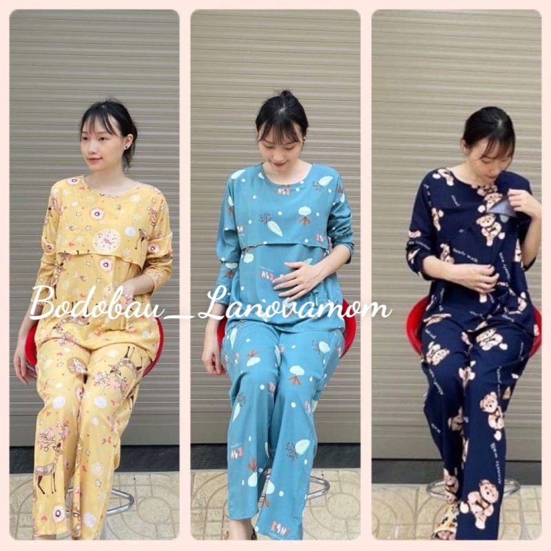 XẢ LỖ THU HỒI VỐN_Bộ đồ bầu và sau sinh LANH THÁI DÀI TAY kiểu dáng đa dạng mẫu mã trẻ trung BD850