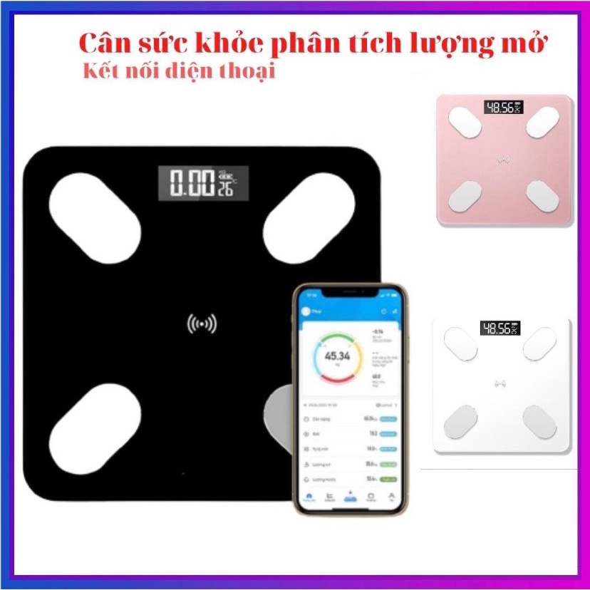 Cân điện tử sức khỏe thông minh phân tích cơ thể, Cân đo độ béo mỡ lượng nước cơ bắp chịu được tối đa 180kg