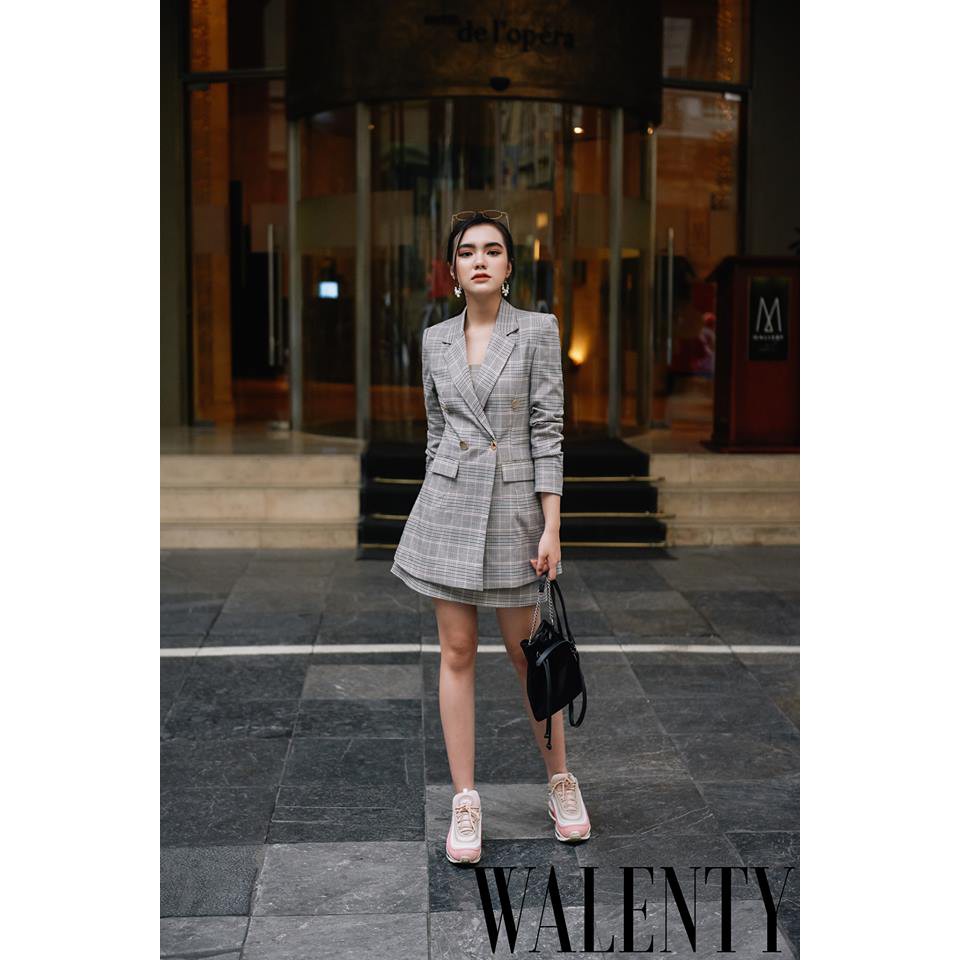 WALENTY - Rosewood Checked A-line Skirt
