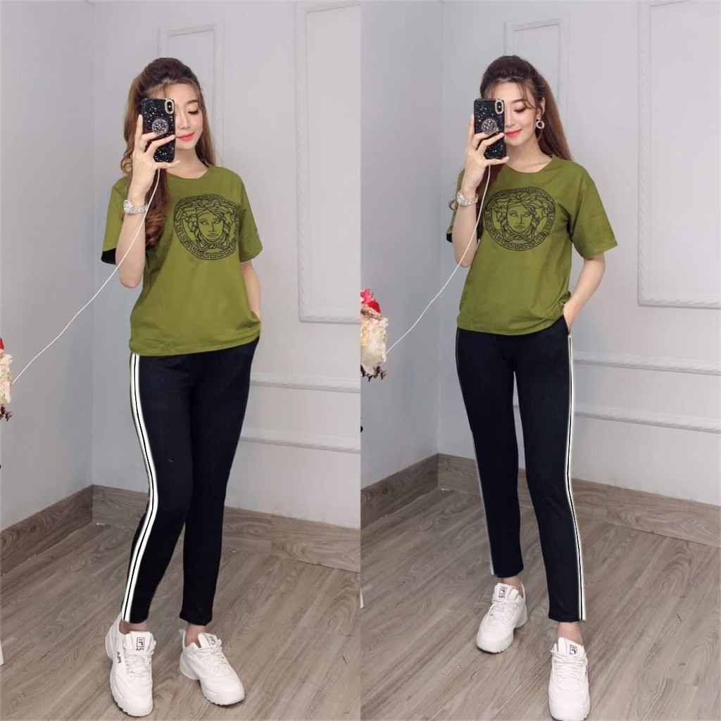 Đồ bộ nữ vải cotton Thiêu logo mềm mại thoáng mát không xù không chùn | BigBuy360 - bigbuy360.vn