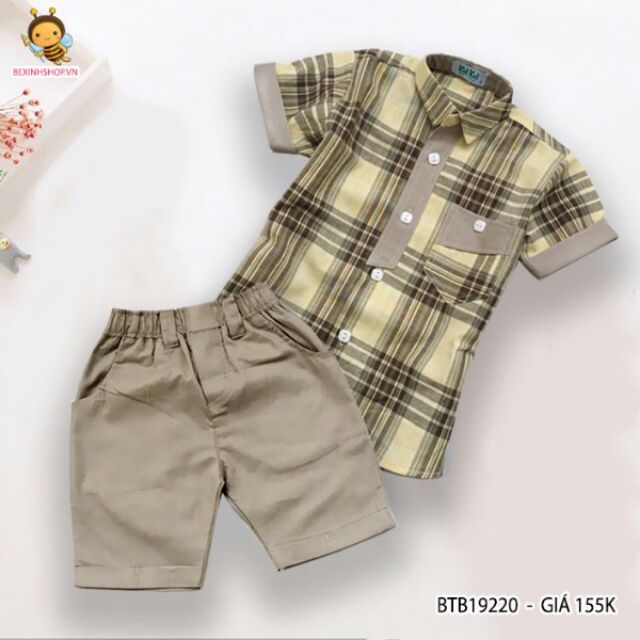 (Combo) Set áo sơ mi kèm quần bé trai