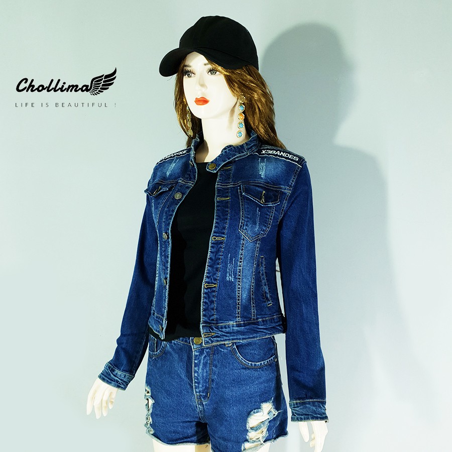 Áo khoác jean nữ Chollima cổ trụ thêu vai AKNU29 | BigBuy360 - bigbuy360.vn