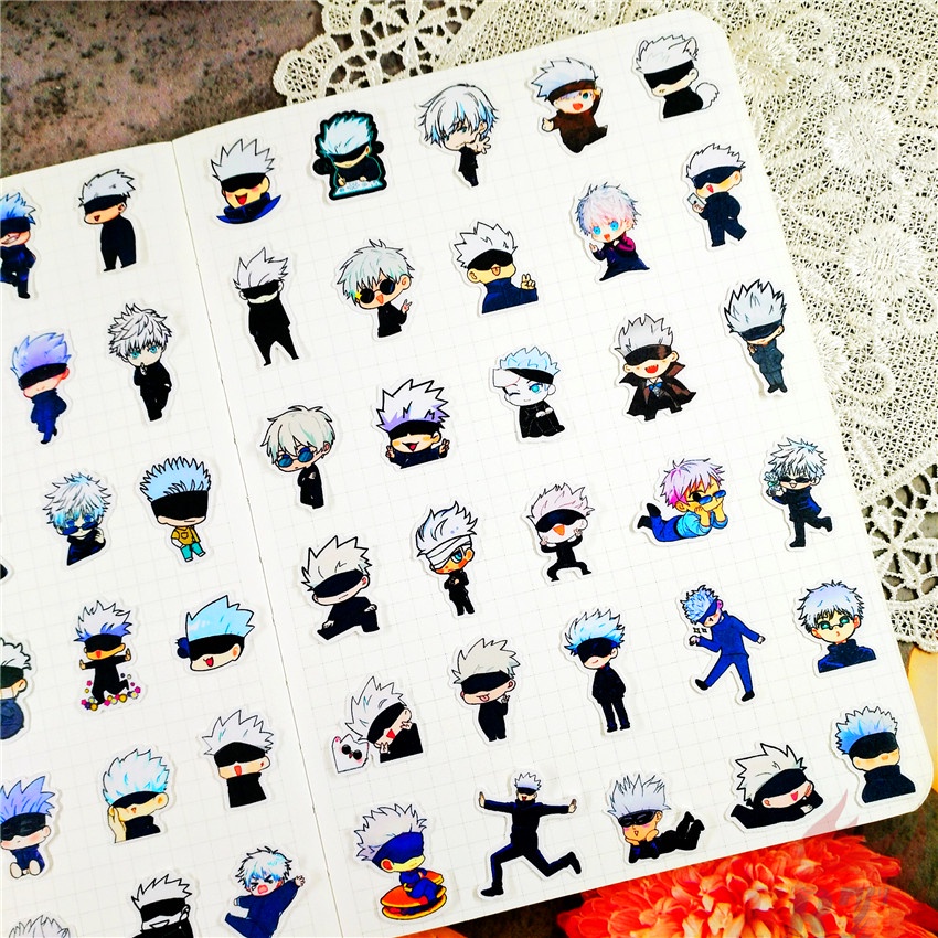 ★★★ Jujutsu Kaisen . Gojo Satoru Q-3 Mini Diary Manual Stickers ★★★ 60Pcs/Set Anime DIY Fashion Scrapbooks Album Decor Decals Stickers
