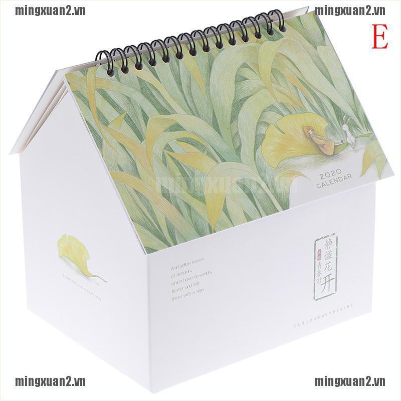 MINXT Creative Folding House Desk Calendar Van Gogh Calendars Desktop Storage Box VN