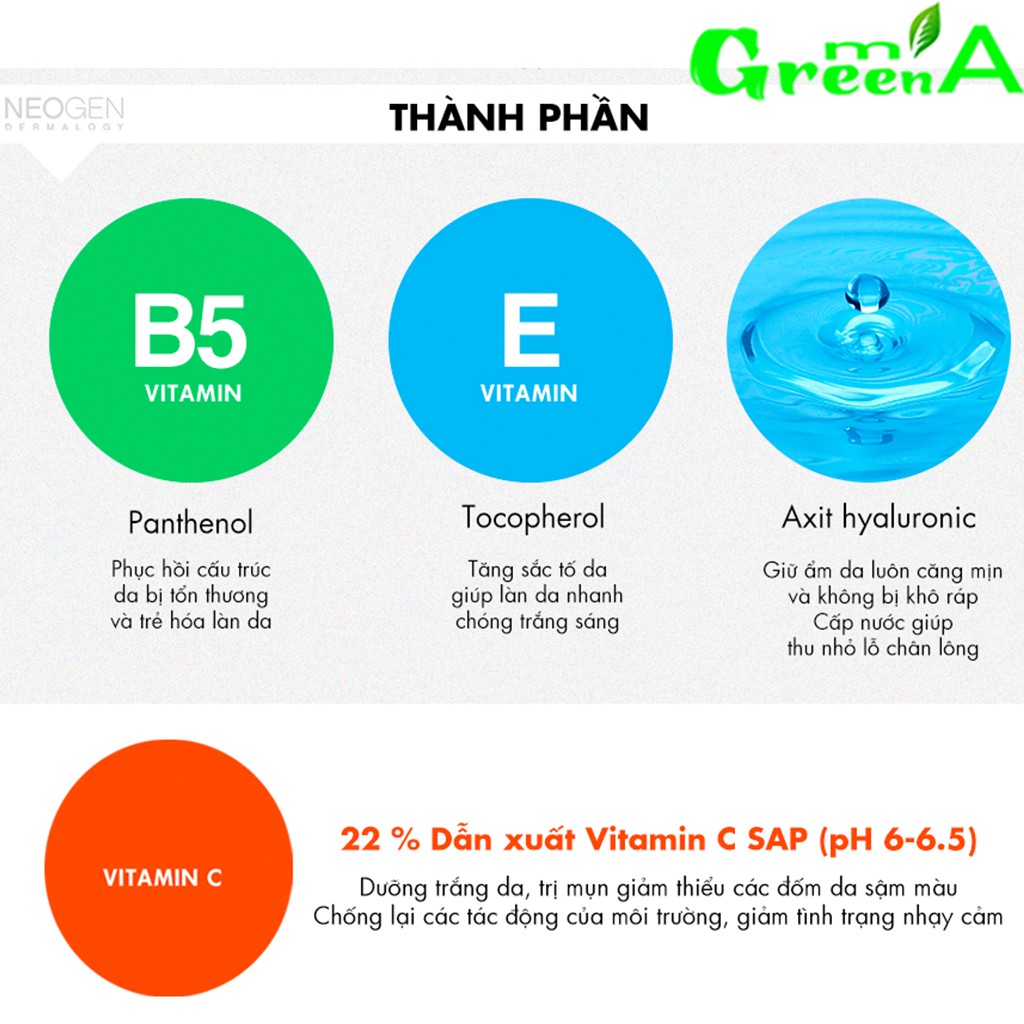 Serum Vitamin C 22% NEOGEN Tinh Chất NEOGEN DERMALOGY REAL VITA C SERUM [NHẬP KHẨU CHÍNH HÃNG] | BigBuy360 - bigbuy360.vn